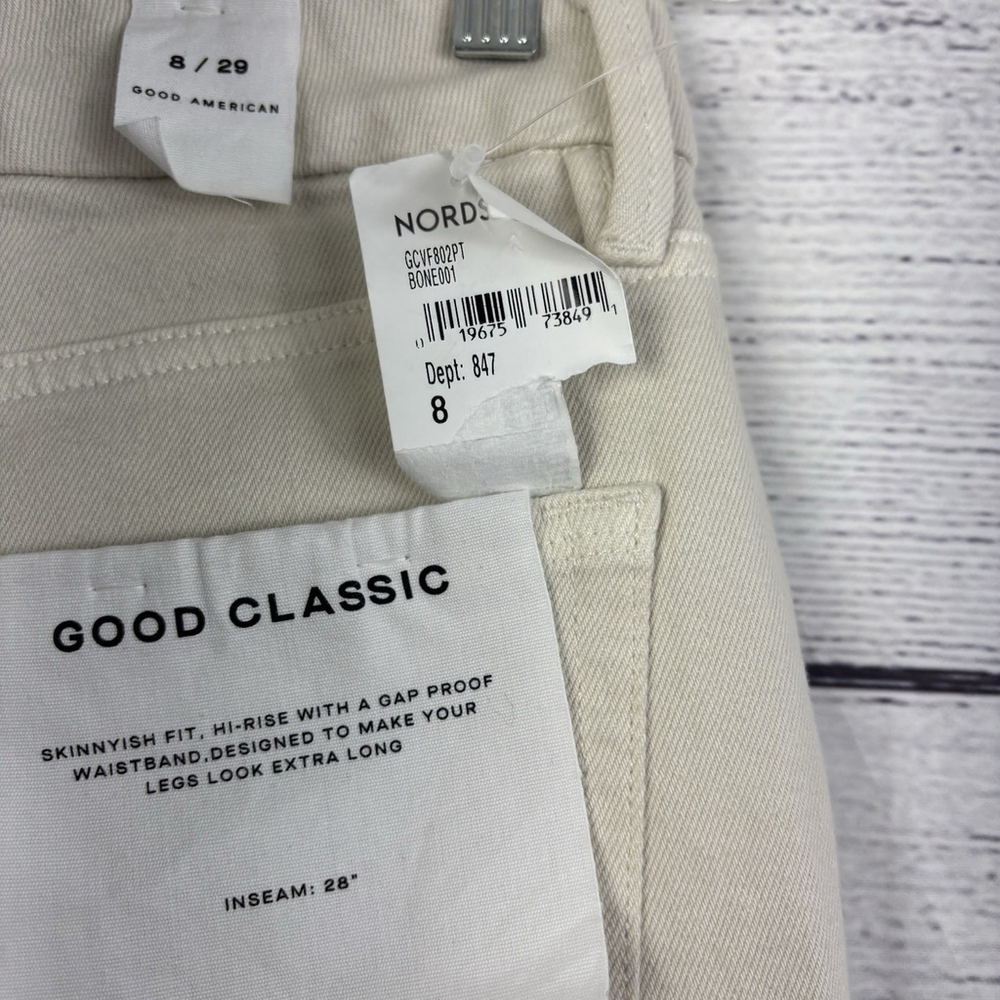 Good American Good Classic Jeans Size 8 Bone Color High Rise, Straight Leg Denim - Picture 6 of 11